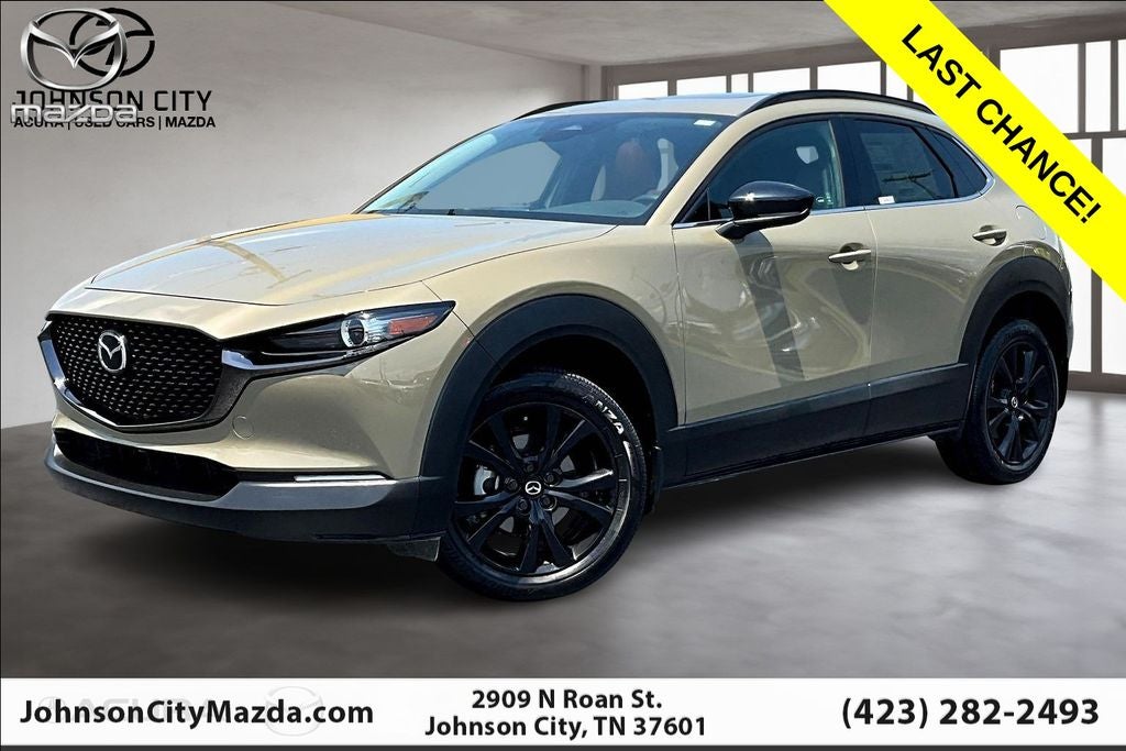 2025 Mazda Mazda CX-30 2.5 Carbon Turbo in Zircon Sand Metallic — front three-quarter view