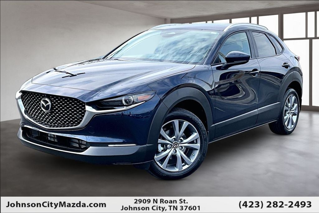 2026 Mazda Mazda CX-30 2.5 S Premium AWD in Deep Crystal Blue Mica — front three-quarter view