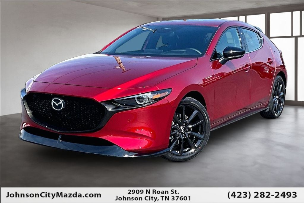 2026 Mazda Mazda3 Hatchback 2.5 Turbo Premium Plus AWD in Soul Red Crystal Metallic — front three-quarter view