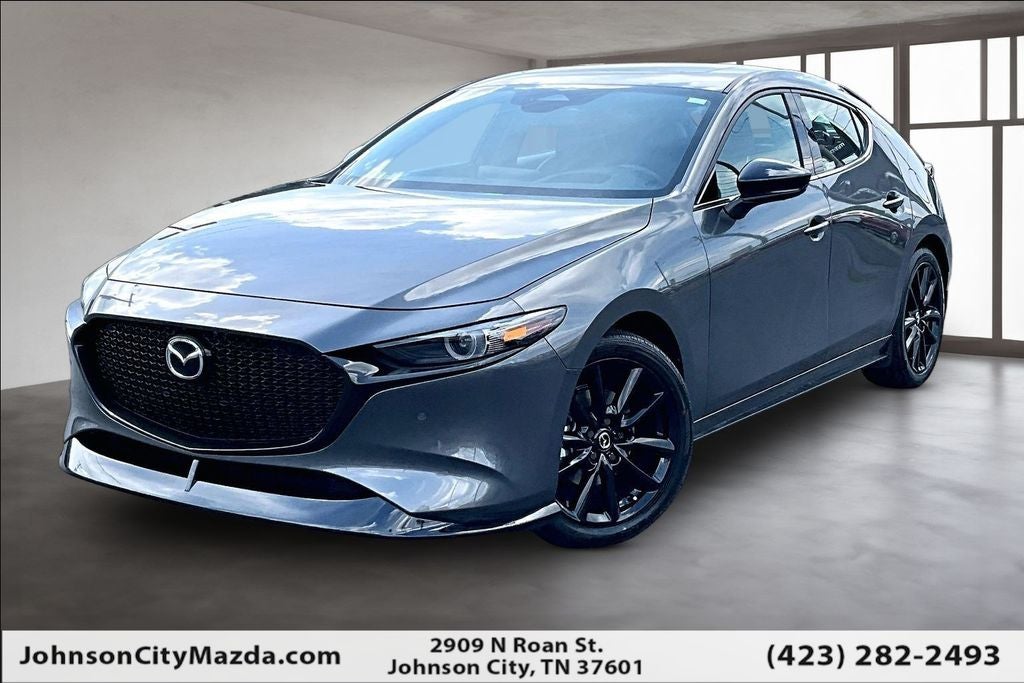 2026 Mazda Mazda3 Hatchback 2.5 Turbo Premium Plus AWD in Machine Gray Metallic — front three-quarter view