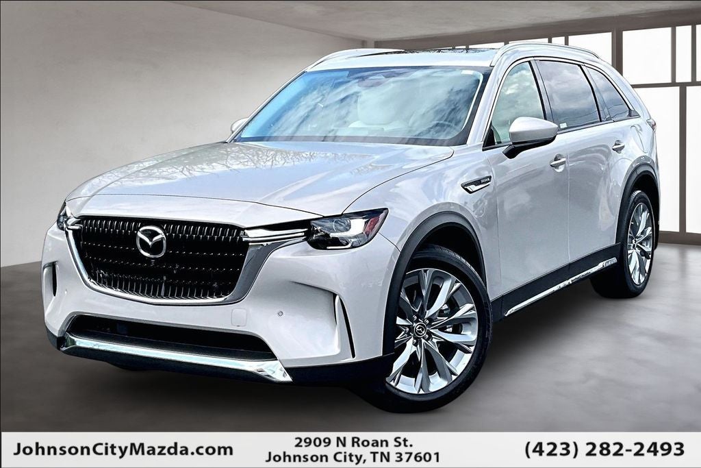 2026 Mazda Mazda CX-90 3.3 Turbo Premium Plus AWD in Platinum Quartz Metallic — front three-quarter view