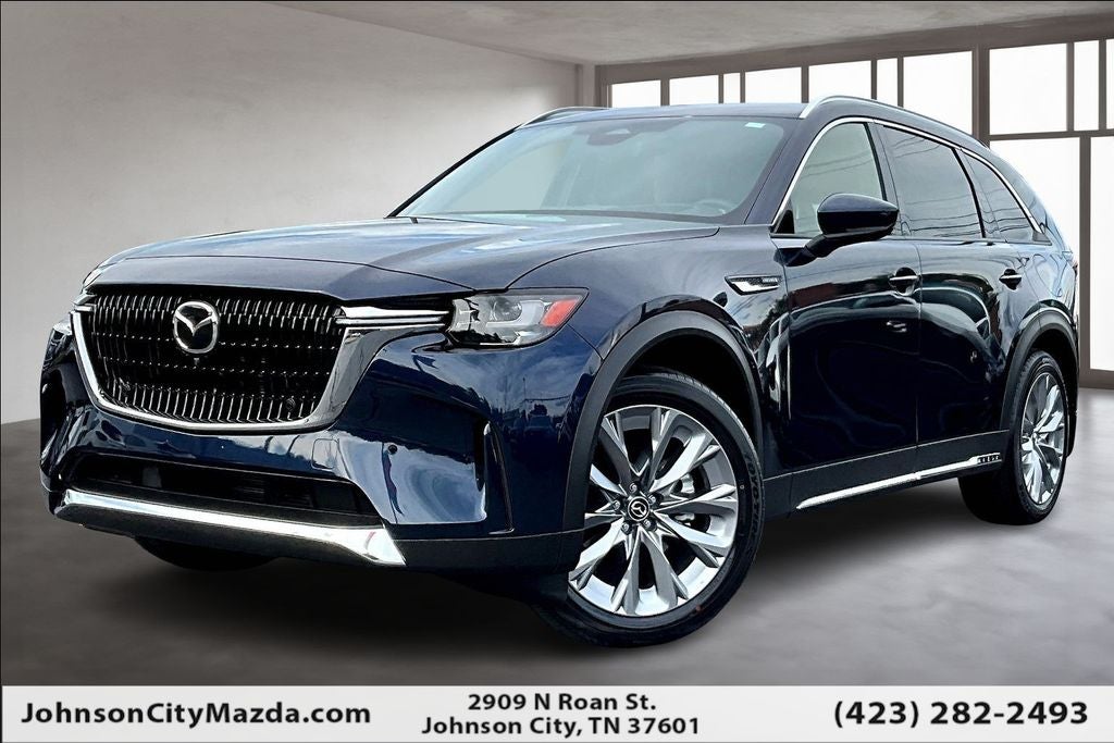 2026 Mazda Mazda CX-90 3.3 Turbo Premium Plus AWD in Deep Crystal Blue Mica — front three-quarter view