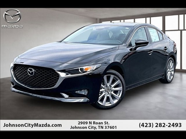 2026 Mazda Mazda3 Sedan 2.5 S Preferred in Jet Black Mica — front three-quarter view