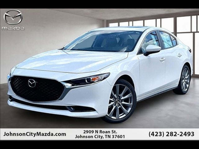 2026 Mazda Mazda3 Sedan 2.5 S Preferred in Snowflake White Pearl — front three-quarter view