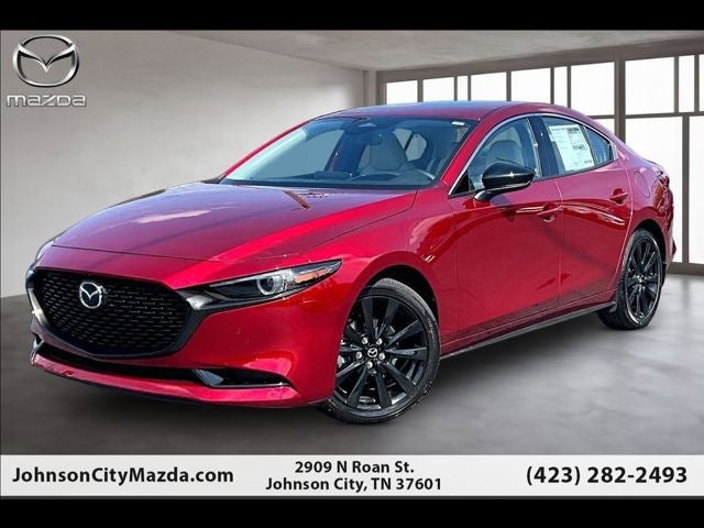 2026 Mazda Mazda3 Sedan 2.5 Turbo Premium Plus AWD in Soul Red Crystal Metallic — front three-quarter view